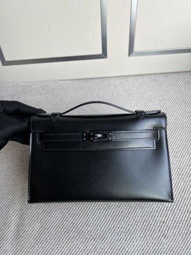 Mini kelly pochette Boxcalf ck89 Noir Negru cataramă 22cm Full Manual