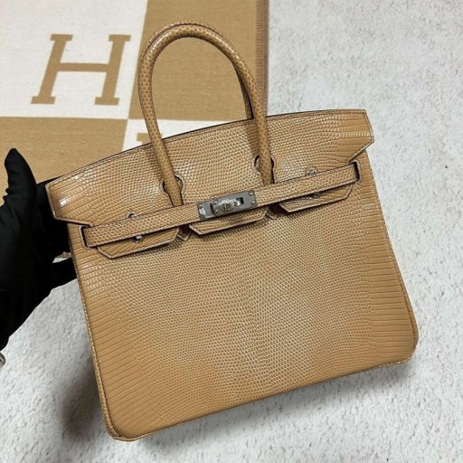 Birkin Șopârlă 0M Ceai culoare Argint Hardware 25cm Full Manual