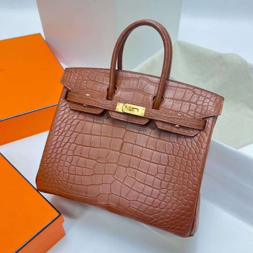 Birkin mat aligator, crocodil Ck37 rumeneste Hardware-ul de Aur Ghw 25cm Full Manual