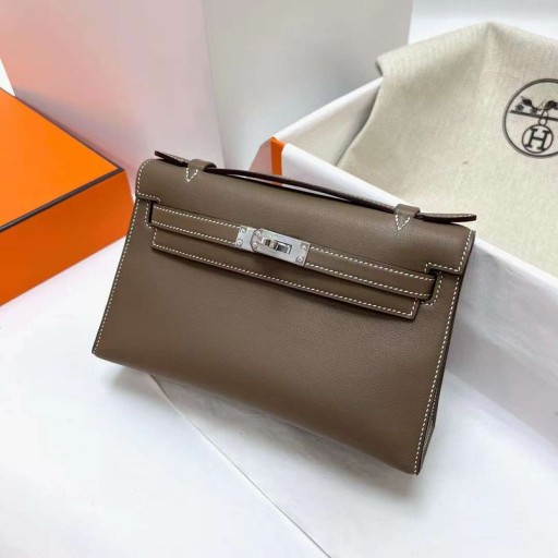 Mini Kelly Pochette Swift Ck18 Etoupe Gri & 5P sakura pink Silver Hardware phw 22cm Full Manual