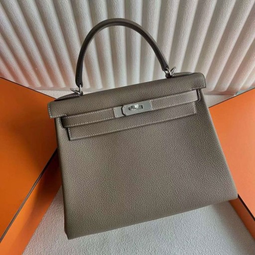 Kelly Togo Ck18 Etoupe Gri Silver Hardware 25cm Full Manual Phw
