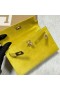 Mini Kelly Pochette piele de Căprioară 9R Galben Lamaie Hardware-ul de Aur 22cm Full Manual