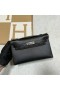 Mini Kelly Pochette Chevre Ck89 Negru Argintiu Hardware 22cm Full Manual