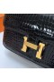 Constance elan strălucitoare porosus crocodile Ck89 Negru Hardware-ul de Aur Ghw 26cm Full Manual