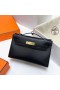 Mini Kelly Pochette Swift Ck89 Negru Hardware-ul de Aur Ghw 22cm Full Manual