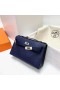 Mini Kelly Pochette Struț Ck73 Gem Blue Silver Hardware Phw 22cm Full Manual