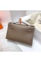 Mini Kelly Pochette Swift Ck18 Etoupe Gri Hardware-ul de Aur Ghw 22cm Full Manual