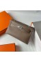 Kelly Pochette Swift Ck18 Etoupe Gri Silver Hardware 22cm Full Manual Phw