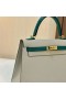 Kelly Atinge Togo & Mat Aligator Ck80 Perle gri & z6 PÄun verde Hardware-ul de Aur 25cm Full Manual Ghw