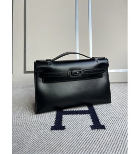 Mini kelly pochette Boxcalf ck89 Noir Negru cataramă 22cm Full Manual