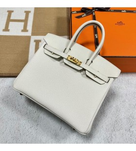 Birkin Togo 8L Gheata de Aur Alb Hardware 25cm Full Manual