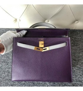 Kelly Hss Chevre Ck59 de struguri violet & Ck80 Pearl grey Hardware-ul de Aur 25cm Full Manual