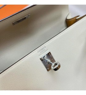 Kelly Epsom Ck10 alb-Crem & 4B kaki Argint Hardware Phw 25cm Full Manual