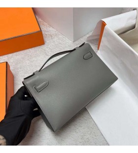 Mini Kelly Pochette Swift 8F tinichigerie gri Silver Hardware Phw 22cm Full Manual