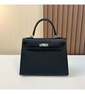 Kelly Epsom Ck89 Negru Argintiu Hardware 25cm Full Manual Phw