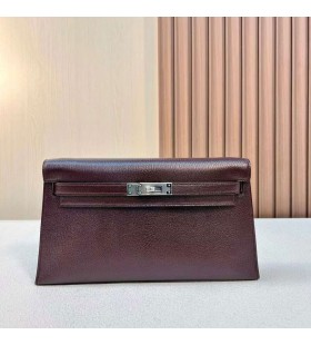 Kelly Elan Chevre 0G roșu Maroniu Argint Hardware 27cm Full Manual Phw