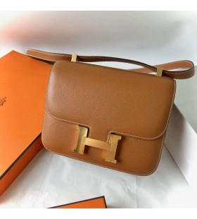 Constance Epsom Ck37 Golden Brown Gold Hardware 24cm Full Handmade Ghw