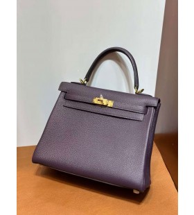 Kelly Togo Struguri violet Hardware-ul de Aur 25cm Full Manual Ghw