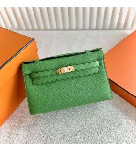 Mini Kelly Pochette Epsom A8 Verde ProaspÄtÄ Hardware-ul de Aur 22cm Full Manual Ghw