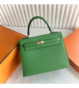 Kelly Epsom A8 Iarba verde Hardware-ul de Aur 25cm Full Manual Ghw