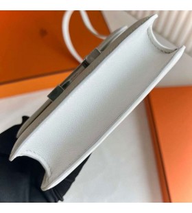 mini Constance Swift Piele 01 Alb Pur, Argint Hardware 14cm Full Manual Phw