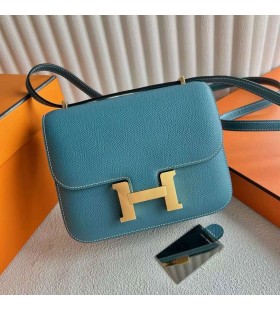 Constance Epsom D2 Noi denim albastru Hardware-ul de Aur 18cm Full Manual Ghw