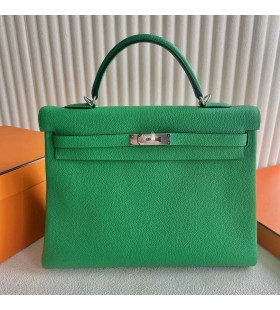 Kelly Togo K1 Bambus verde Argintiu Hardware 35cm Full Manual Phw