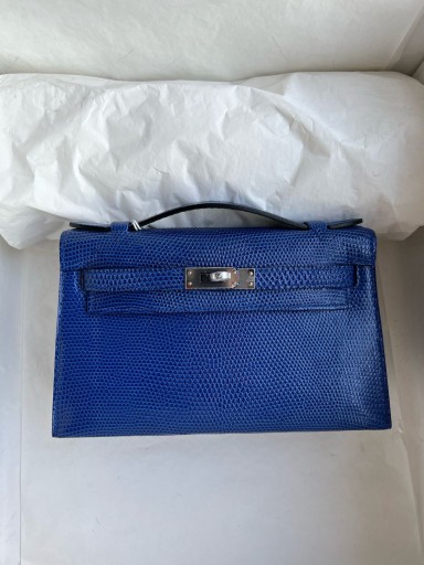 Mini pochette Lizard 7T Modrá eletric Strieborný Hardware PHW 22 cm Full Ručné