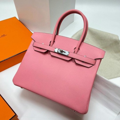 Birkin Epsom 1Q Krémová ružová, Strieborná Hardvéru Phw 30 cm Full Ručné