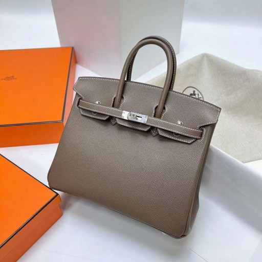 Birkin Epsom Ck18 Etoupe Sivá Strieborná Hardvéru Phw 25 cm Full Ručné