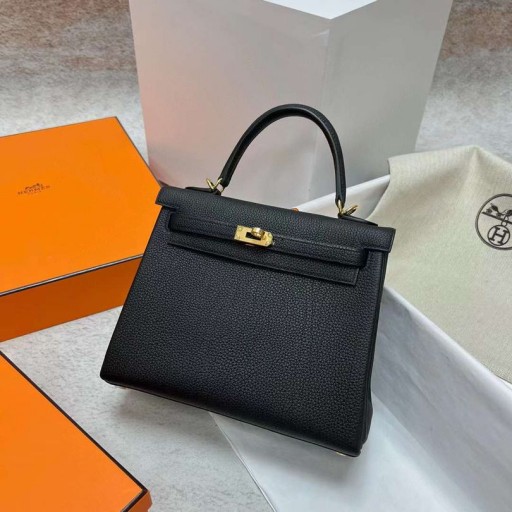 Kelly Togo Ck89 Čierne Zlato Hardvéru Ghw 25 cm Full Ručné