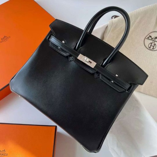 Birkin Box Ck89 Black Silver Hardvéru Phw 25 cm Full Ručné