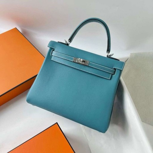 Kelly Swift D2 denim blue Silver Hardvéru 25 cm Full Ručné Phw