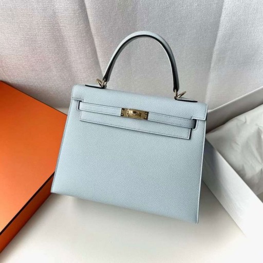 Kelly Epsom 0T Svetlo Modré Zlato Hardvéru 25 cm Full Ručné Ghw