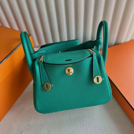 Bags Mini Lindy Clemence U1 Verona green Gold Hardware 19cm Full Handmade Ghw
