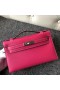 Mini Kelly Pochette Epsom E5 Ruža ružová Strieborná Hardvéru 22 cm Full Ručné