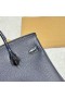 Birkin Dotyk Togo & Lesklé krokodíla Deep blue Silver Hardvéru 25 cm Full Ručné