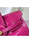 Birkin lesklé alligator krokodíla j5 Ruža Pink Gold Hardvéru Phw 25 cm Full Ručné