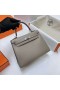 Kelly Chevre Ck81 Gris & 3Q Ružová Strieborná Hardvéru Phw 25 cm Full Ručné