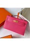 Mini Kelly Pochette Epsom 8W rúž ružové Zlato Hardvéru 22 cm Ghw Plný Ručné