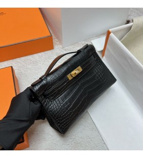 Mini pochette Alligator matn&Atilde;&frac12; ck89 &Auml;ierne Zlato Hardv&Atilde;&copy;ru Ghw 22 cm Full Ru&Auml;n&Atilde;&copy;