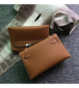 Mini Kelly Pochette Epsom Ck37 Golden brown Gold Hardv&Atilde;&copy;ru 22 cm Full Ru&Auml;n&Atilde;&copy;