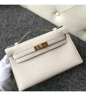 Mini Kelly Pochette Epsom Ck10 Kr&Atilde;&copy;movo biele Zlato Hardv&Atilde;&copy;ru GHW 22 cm Full Ru&Auml;n&Atilde;&copy;