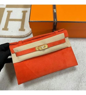Mini Kelly Pochette 9J Orange Zlatý Hardware Phw 22 cm Full Ručné