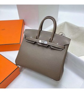 Birkin Epsom Ck18 Etoupe SivÃ¡ StriebornÃ¡ HardvÃ©ru Phw 25 cm Full RuÄnÃ©