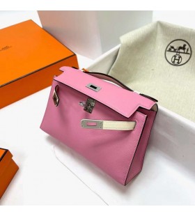 Mini Kelly Pochette Swift 5P Rose Sakura & i2 Kr&Atilde;&copy;mov&Atilde;&iexcl; Biela Strieborn&Atilde;&iexcl; Hardv&Atilde;&copy;ru Phw 22 cm Full Ru&Auml;n&Atilde;&copy;