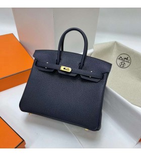 Birkin Togo 2Z Tmavo Modré Zlato Hardvéru Ghw 25 cm Full RuÄné
