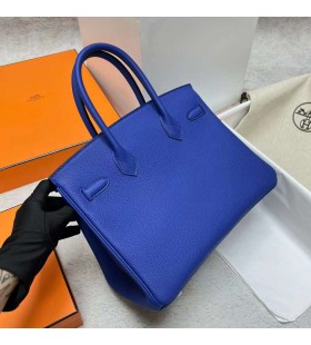 Birkin Togo 7T Svetlý Modrý Strieborný Hardware Phw 30 cm Full Ručné