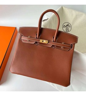 Birkin Barenia Ck37 Golden Brown Gold Hardvéru Ghw 25 cm Full RuÄné