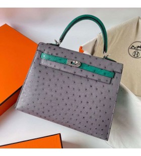 Kelly PÅ¡trosie Ck82 Achát sivá & U4 Velvet zelená Strieborná Hardvéru Phw 25 cm Full RuÄné